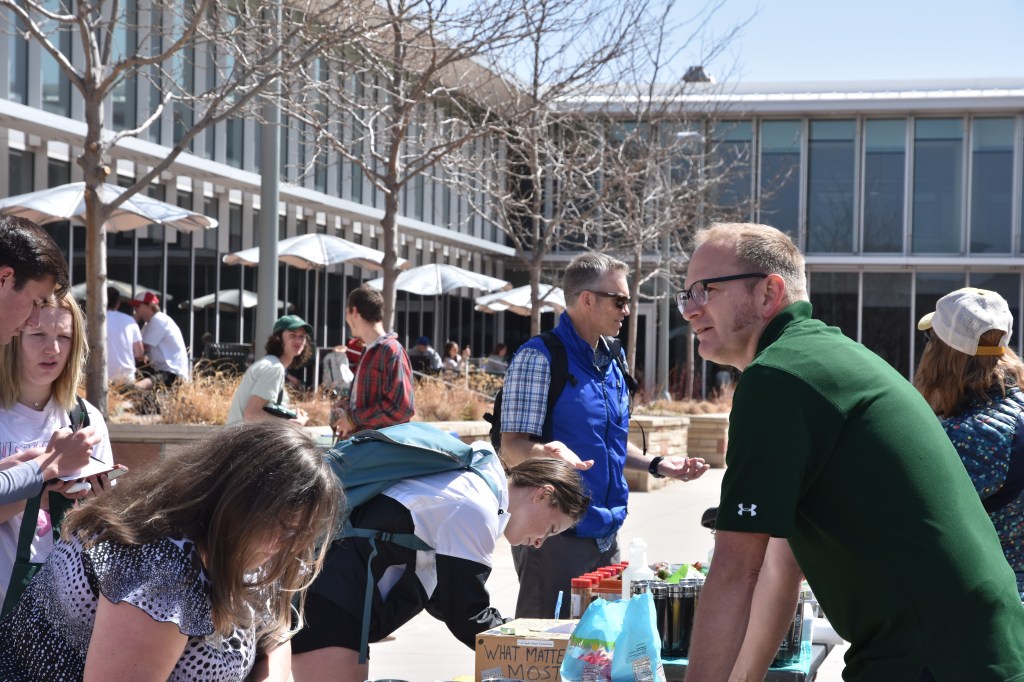 Sustainability booth at an outside event next to Lory Student Center 