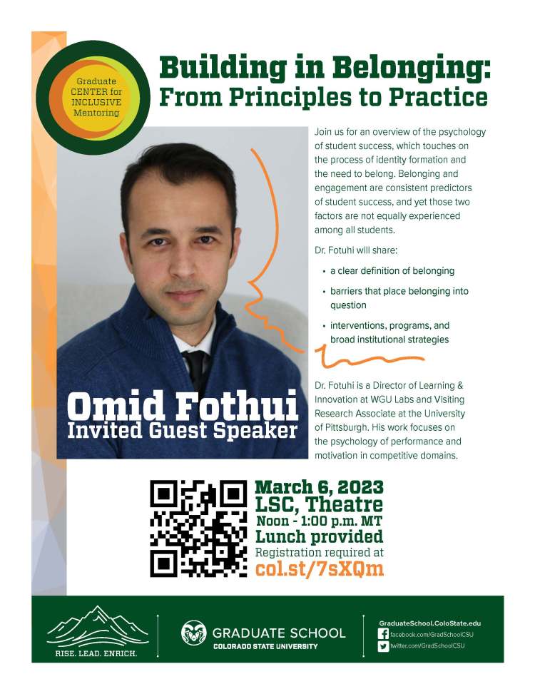 Design highlights Dr. Omid Fothui's headshot with event details
